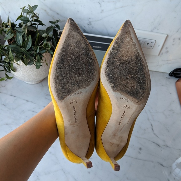 Manolo Blahnik suede BB pump 105 mustard yellow - Picture 4 of 7